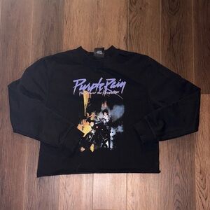 Black Purple Rain Graphic Crop Sweatshirt